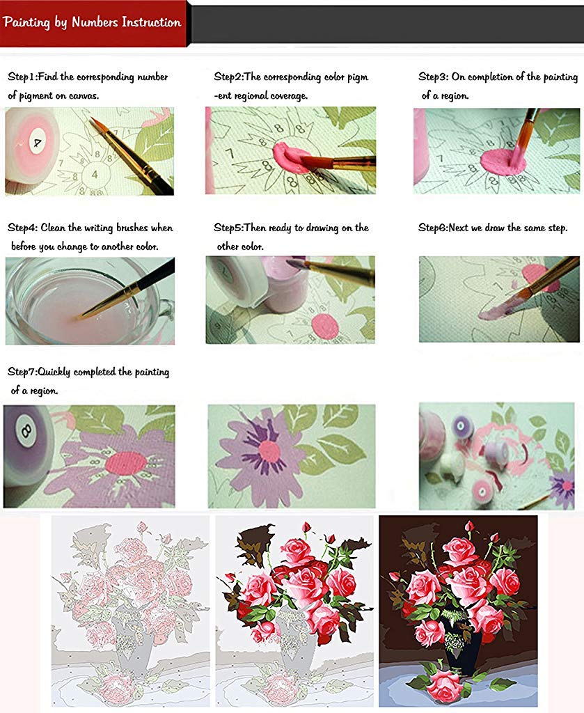 Supvox DIY Oil Painting - Paint by Numbers for Kids and Adults Beginners Kits with Brushes Supvox DIY Oil Painting - Paint by Numbers for Kids and Adults Beginners Kits with Brushes